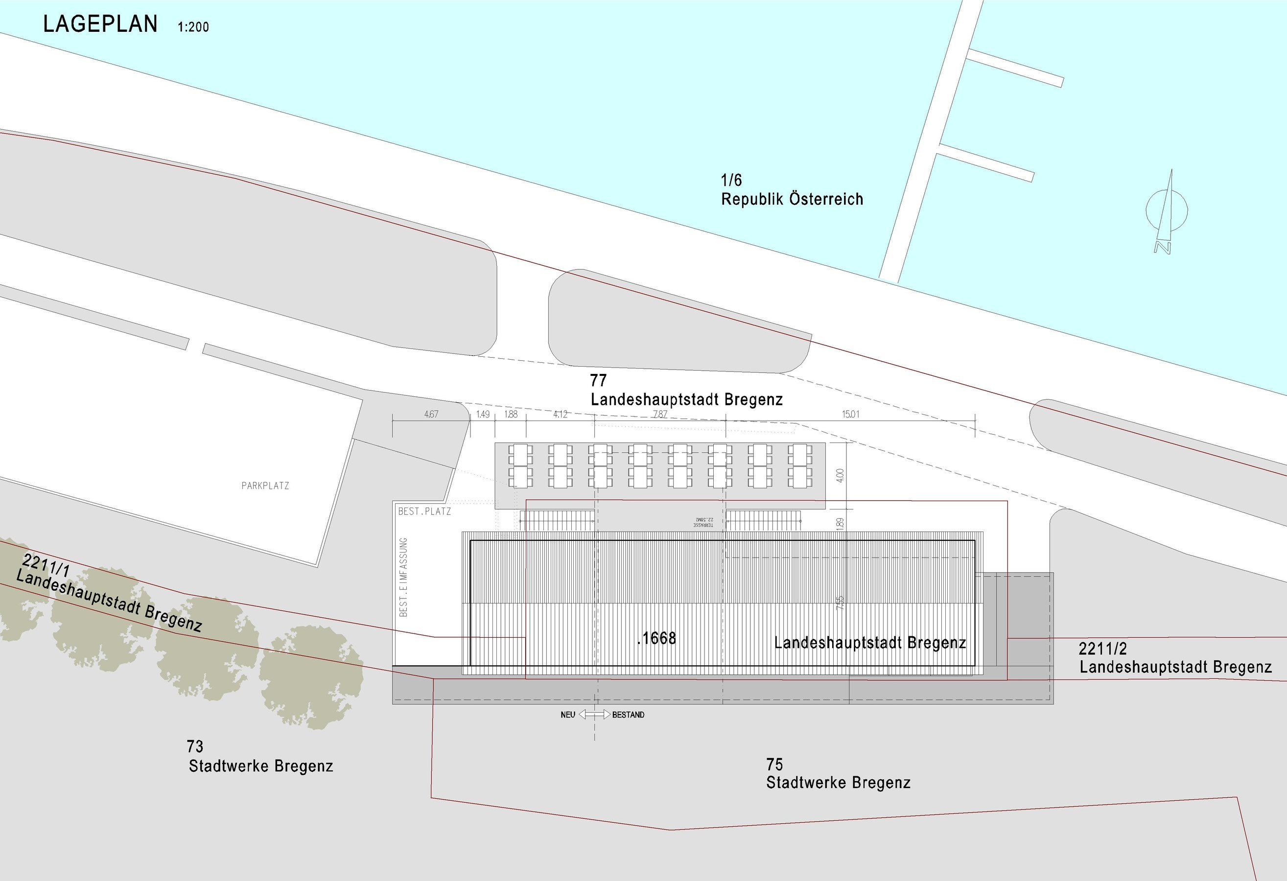 Lageplan, Segelclub Bregenz  drexelarchitekten